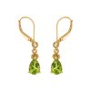 Sterling Silver Peridot Earrings Over 18K Yellow Gold Plated
