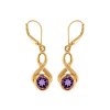 Sterling Silver Amethyst Earrings Over 18K Yellow Gold Plated