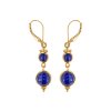 Sterling Silver Lapis Lazuli Earrings Over 18K Yellow Gold Plated