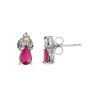 Sterling Silver Ruby & White Zircon Earrings