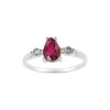 Sterling Silver Ruby & White Zircon Ring