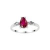 Sterling Silver Ruby & White Zircon Ring