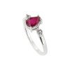 Sterling Silver Ruby & White Zircon Ring