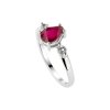 Sterling Silver Ruby & White Zircon Ring