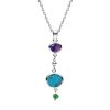 Sterling Silver Multi Colors Turquoise With Chain 18 Inches