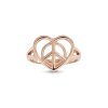 Sterling Silver Heart Peace Ring Over Rose Gold Plated