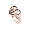 Sterling Silver Heart Peace Ring Over Rose Gold Plated