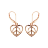Sterling Silver Heart Peace Earrings Over Rose Gold Plated