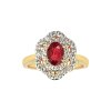 Sterling Silver Ruby With White Topaz Ring Over 18K Yellow Gold Plated