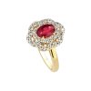 Sterling Silver Ruby With White Topaz Ring Over 18K Yellow Gold Plated
