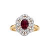 Sterling Silver Ruby With White Topaz Ring Over 18K Yellow Gold Plated