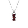 Sterling Silver Garnet Pendant With Chain 18 Inches