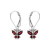 Sterling Silver Garnet Butterfly Earrings
