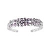 Sterling Silver Amethyst Flower Garden Cuff Bangle 7.5 Inches