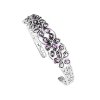 Sterling Silver Amethyst Flower Garden Cuff Bangle 7.5 Inches