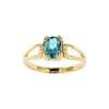 Sterling Silver Swiss Blue Topaz Ring Over 18K Yellow Gold Plated