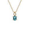 Sterling Silver Swiss Blue Topaz Pendat Over 18K Yellow Gold Plated With Chain 18 Inches