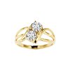 Sterling Silver White Cubic Zirconia Ring Over 18K Yellow Gold Plated
