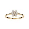Sterling Silver White Cubic Zirconia Flower Ring Over 18K Yellow Gold Plated