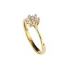 Sterling Silver White Cubic Zirconia Flower Ring Over 18K Yellow Gold Plated
