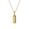 Sterling Silver White Cubic Zirconia Celestial Pendant Over 18K Yellow Gold Plated with Chian 18 Inches