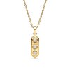 Sterling Silver White Cubic Zirconia Celestial Pendant Over 18K Yellow Gold Plated with Chian 18 Inches