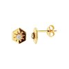 Sterling Silver White Cubic Zirconia Celestial Earrings Over 18K Yellow Gold Plated