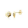 Sterling Silver White Cubic Zirconia Celestial Earrings Over 18K Yellow Gold Plated