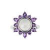 Sterling Silver Rainbow Moonstone and Amethyst Ring