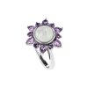 Sterling Silver Rainbow Moonstone and Amethyst Ring
