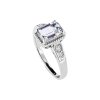 Sterling Silver Aquamarine and White Topaz Ring
