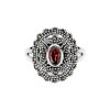 Sterling Silver Red Cubic Zirconia and Marcasite Ring