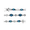 Sterling Silver London Blue Topaz and White Topaz Tennis Bracelet 7.25 Inches