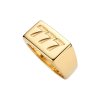 Sterling Silver Lucky Number Signet Ring Over 18K Yellow Gold Plated
