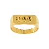 Sterling Silver Lucky Number Signet Ring Over 18K Yellow Gold Plated