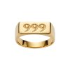 Sterling Silver Lucky Number Signet Ring Over 18K Yellow Gold Plated