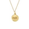 Sterling Silver Lucky Number Engraved Tag Pendant Over 18K Yellow Gold Plated With Chain 18 Inches