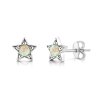 Sterling Silver Synthetic White Opal Star Earrings