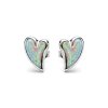 Sterling Silver Synthetic White Opal Heart Stud Earrings