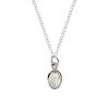 Sterling Silver Rainbow Moonstone Oval Pendant With Chain