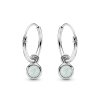 Sterling Silver Synthetic White Opal Huggies Hoops