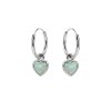 Sterling Silver Synthetic White Opal Heart Huggies Hoops