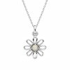 Sterling Silver Rainbow Moonstone Flower Pendant With Chain
