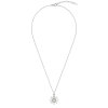 Sterling Silver Synthetic White Opal Flower Pendant With Chain 18 Inches
