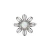Sterling Silver Synthetic White Opal Daisy Garden Ring