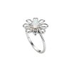 Sterling Silver Synthetic White Opal Daisy Garden Ring