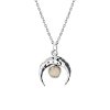 Sterling Silver Crescent Moon Boho Pendant With Chain 18 Inches