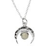 Sterling Silver Rainbow Moonstone Crescent Moon Pendant With Chain