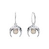 Synthetic Opal 925 Sterling Silver Vintage Crescent Moon Boho Huggie Hoop Earrings