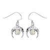 Synthetic Opal 925 Sterling Silver Vintage Crescent Moon Boho Huggie Hoop Earrings